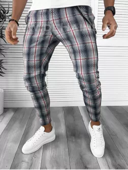 Pantaloni barbati casual regular fit in carouri B7947 1-5 E B9-4